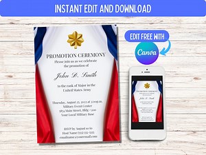 Army "flags" Announcement, Promotion, Retirement, Commission, Graduation Ceremony, Invitation, Officer, Enlisted, Military, E-vite, Instant - Etsy