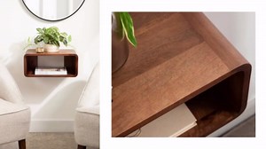 Kate and Laurel Deguara Modern Wood Floating Side Table, 18 x 10 x 8, Black, Contemporary Wooden Floating Nightstand for Use as Bedside Shelf, Living Room Accent, or Floating Over Toilet Shelf