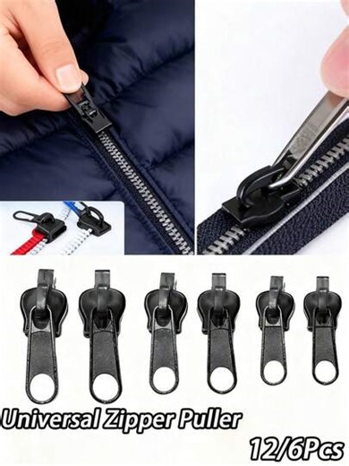 Universal Zipper Pull Replacement Kit, Interchangeable Zipper Pulls, Versatile Design, Multiple Sizes, Quick Repair For Clothing And Luggage, Easy To Install Zipper Repair Accessories, Black And Coffee Color | SHEIN