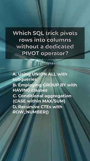 Which SQL trick pivots rows into columns without a dedicated PIVOT operator #shorts #quiz #SQLtricks