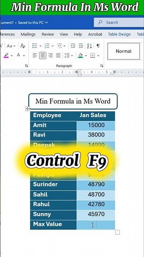 MS Word Formula Trick 😱 | Calculator Ki Zarurat Nahi! #shorts
