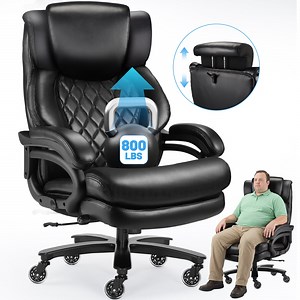 Heavy Duty Big and Tall Office Chair, Executive Chair with Adjustable Headrest, High Back Extra Wide Seat, Large Computer Desk Chair for Home Office
