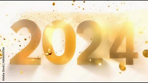 the year number 2024 in gold and glitter on white background Stock Video