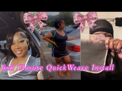 How to do a 6x6 Closure Quick Weave w/beauty supply hair | beginner friendly| side part BOB 😍💇🏾‍♀️