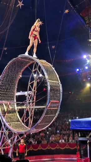She Jumped From a GIANT Moving Wheel! 😱🎪 #Shorts #circusstunt #amazingstunt