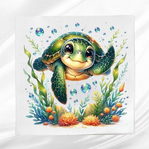 Baby Sea Turtle Fabric Panel: Sewing & Quilting Square - Etsy
