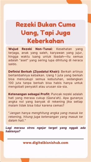 Rezeki Bukan Cuma Uang, Tapi Juga Keberkahan #KeberkahanBisnis #MindsetSukses #SelfImprovement