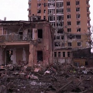 Swaths of Kharkiv, Ukraine, are seen reduced to rubble Monday following Russian airstrikes on the country's second-largest city. https://cbsn.ws/3Ktekfg | CBS News