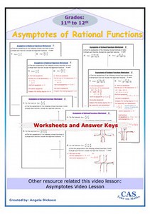 Algebra - Asymptotes of Rational Functions Worksheets