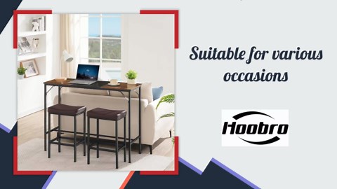 HOOBRO Bar Table, 47.1" Rectangular Pub Table, Tall Counter Height, Long Bar Height Table for Small Space, Sturdy and Durable, Easy to Assmble, Rustic Brown BF12BT01