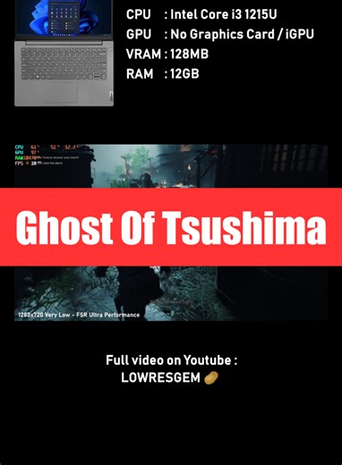 Ghost Of Tsushima on i3 No Graphics Card | Low end PC