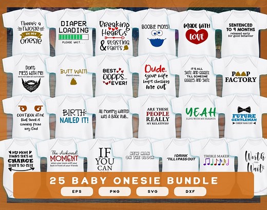 Onesie Designs SVG | Funny Onesie Designs SVG Vinyl | Baby Onesie Designs Bundle | Witty Funny Onesies Designs for Baby - Etsy