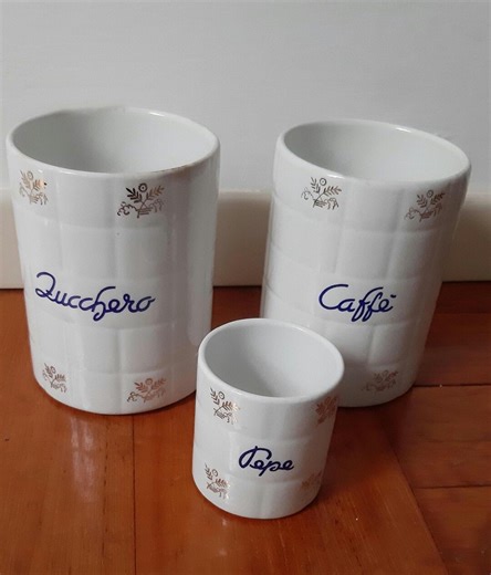 Vintage Richard Ginori Italian Kitchen Jars: White & Gold Ceramic, 1950s - Etsy