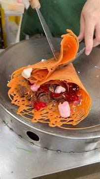 Crispy Net Pancake with Candy Explosion 😋😍 - Thai crepes #shortvideo #streetfood #food