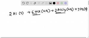 The redox reaction between aluminum metal and hydrochloric acid produces aluminum chloride and hydrogen gas. Write a net ionic equation for the reaction. | Numerade