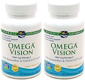 Nordic Naturals Omega Vision, Lemon - 60 Soft Gels - Pack of 2-1460 mg Omega-3 + FloraGLO Lutein & Zeaxanthin - Eye Health, Brain Health, Antioxidant Support - Non-GMO - 60 Total Servings