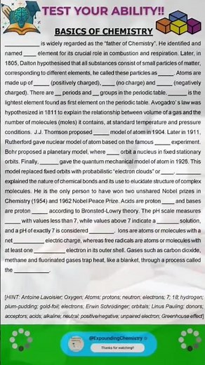 Chemistry basic test for beginner concepts #class10 #iitjee #class9 #jee #basicchemistry