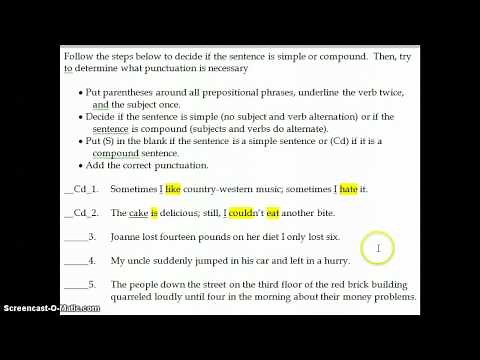 Punctuation Practice with Simple and Compound Sentences