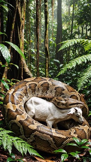 Biggest snake swallows a goat