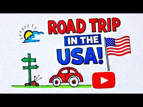 Road Trip in the USA 🇺🇸 | Easy Drawing Tutorial Step by Step | Travel Art