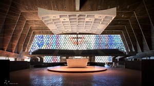 A Rendered Recreation of Marcel Breuer's St. John's Abbey Church