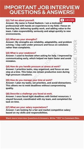 7 Most Important and Common Interview Questions and Answers