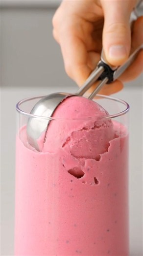 The easiest raspberry ice cream you’ll ever make! #healthydessert