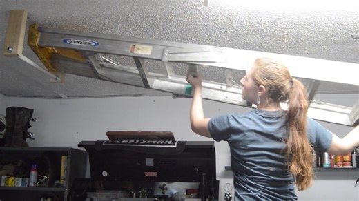 How to hang a ladder from the ceiling (easy storage)