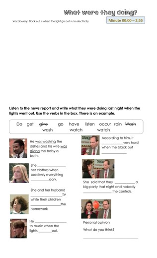 Past continuous interactive activity for Pre-intermediate