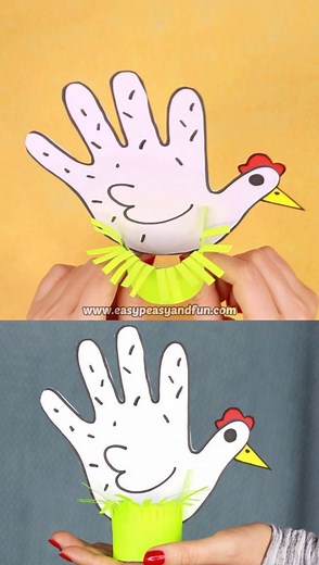 Chicken Handprint Craft for Kids https://www.easypeasyandfun.com/chicken-handprint-craft-for-kids/ | Easy Peasy and Fun