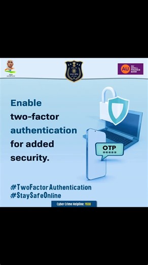 Enable Two-Factor Authentication Add an extra layer of security to protect your accounts from hackers. Stay aware. Stay secure. #TwoFactorAuthentication #StaySafeOnline #JaipurPolice | Jaipur Police
