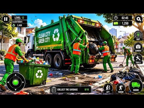 Realistic Garbage Truck Simulator Gameplay | Collecting Tons of Trash Across the Busy City Gameplay
