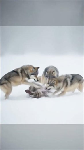 Wolf Pack Attack in Snow
