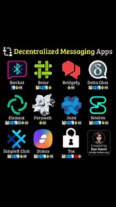 Decentralized messaging apps work by letting users exchange messages directly over distributed peer-to-peer networks like Tor, or via direct device-to-device syncing over Wi-Fi or Bluetooth, rather than through a central server, so no single entity controls or stores all communications. Here are a list of decentralized messaging apps available across different OS 😎👇 Find high-res pdf books with all my cybersecurity related infographics from https://study-notes.org #messaging #cybersecurity #pr