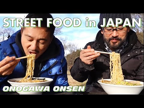 Street Food & Ramen Delivery at a Park | Onogawa Onsen in Yonezawa Japan