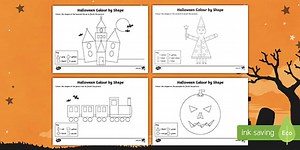 Halloween Themed Colour by 2D Shape Worksheet