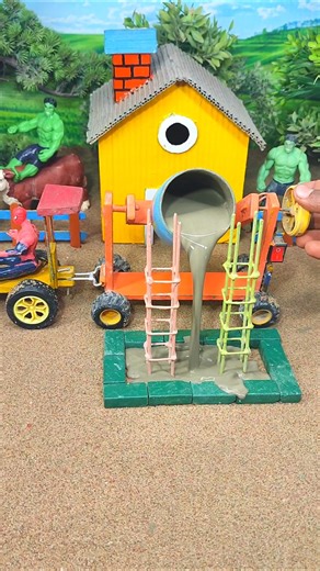 🔥 DIY Mini Tractor Machine Making Cement Pillar | Homemade Mini Bricks #shorts #youtubeshorts