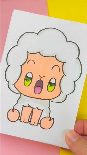 🐑 Hur man ritar ett Kawaii-får ✨ Steg för steg