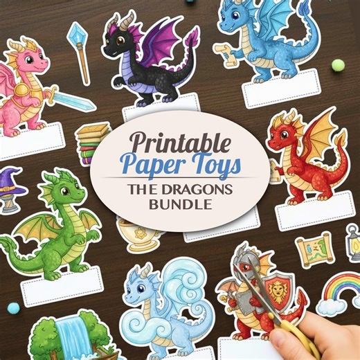 Printable Dragon Paper Toys Mega Bundle With 3D Backdrops & Storage - Etsy