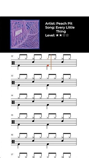Peach Pit - Every Little Thing Drum Transcription #drumtranscription