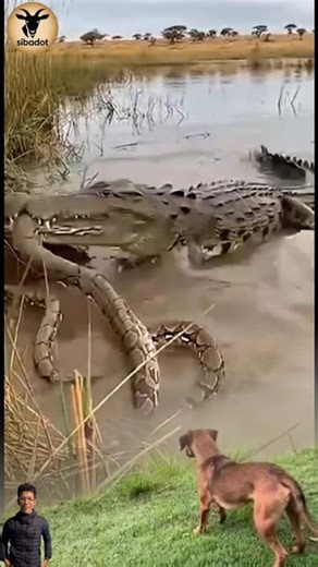 Crocodile vs Python – Brutal River Battle 😱 #shorts #crocodile #python #dog #animals #wildlife