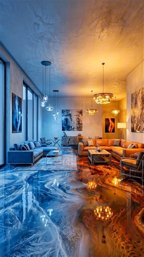 This Epoxy Floor Is Insane 🔥 Fire & Ice Dual-Tone Split Transformation #shorts #trendingshorts