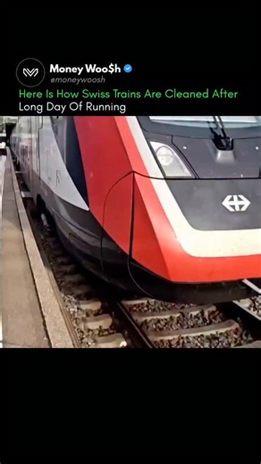 Money Woo$h™ on Instagram: "In Switzerland, maintaining the "squeaky clean" reputation of the national rail network (SBB CFF FFS) is a serious industrial operation. The facility shown in the video is a fully automated washing tunnel. SBB operates around 10 of these specialized installations across the country, in cities like Zurich, Basel, Geneva, Brig, and Lucerne. Trains typically roll through these facilities at a slow, steady pace of about 2 to 5 km/h and each and every Train gets an externa