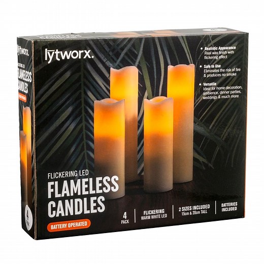 Lytworx Battery Operated Flameless Light Candles  - 4 Pack