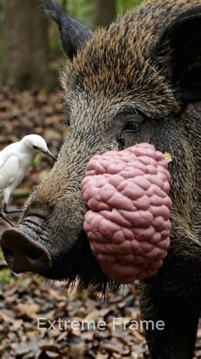 A bird tries to save a wild boar #ai #animals #shorts #infection #birds