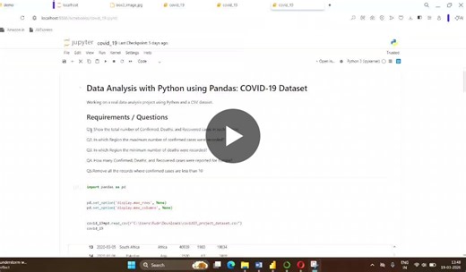 #dataanalysis #python #pandas #datascience #covid19 #analytics #learning #projects #jupyternotebook #careergrowth | Sahil Saini