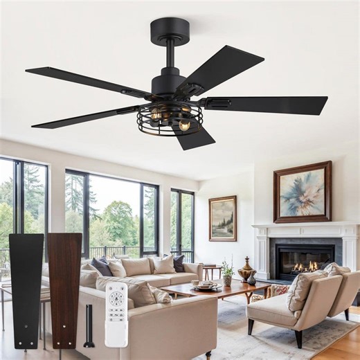 Reviews for MOKSILED 42 in. Indoor Black Farmhouse Downrod Mount Ceiling Fan with Light and Remote/Switch Control, 5 Dual-finish Blades | Pg 1 - The Home Depot