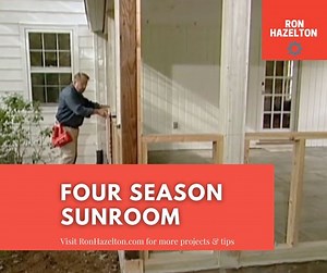 Convert an Existing Porch into Space that can be Used Year Round. See more details here: https://www.ronhazelton.com/projects/how_to_make_a_four_season_room_from_a_porch #convert #diy #fourseason #newroom #sunroom #porch #yearround #newspace #diytips #diytricks #build #building #housecalls #howto #howtodiy #converting #ronhazelton | HouseCalls