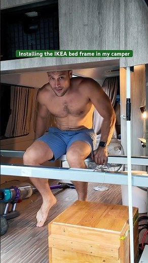 Installing the IKEA SKARVA bed frame in my Hiace camper. See full video on my channel #vanlife