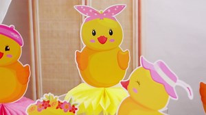 Teling 12 Pcs Duck Birthday Decorations Pink Rubber Duck Themed Honeycomb One Lucky Party Centerpieces Decorations for Table Girl Birthday Party Baby Shower Photo Booth Props Supplies